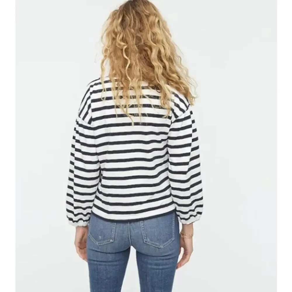 J. Crew Mariner cloth puff-sleeve striped top AW129 // S